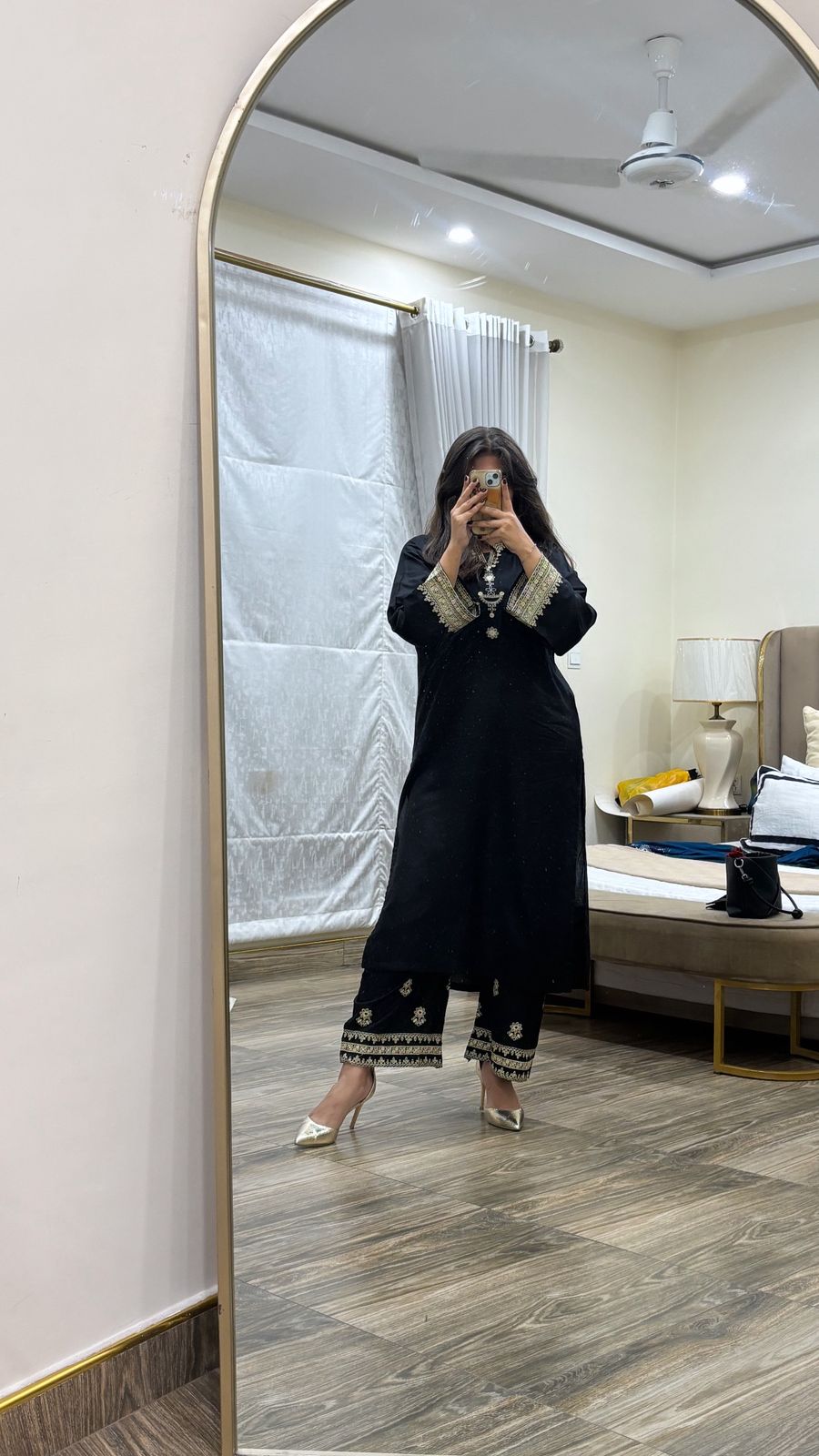 "Black Stone - Embroidered" Linen Suit | Intricate Thread Work Two-Piece