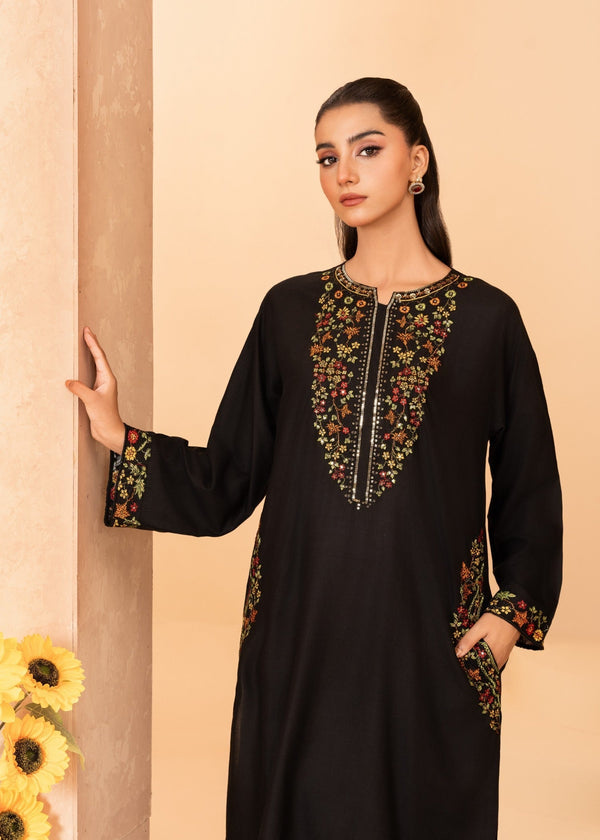 Noir Thread Linen Suit | Pocket Sequence Embroidered 2PC for All Seasons